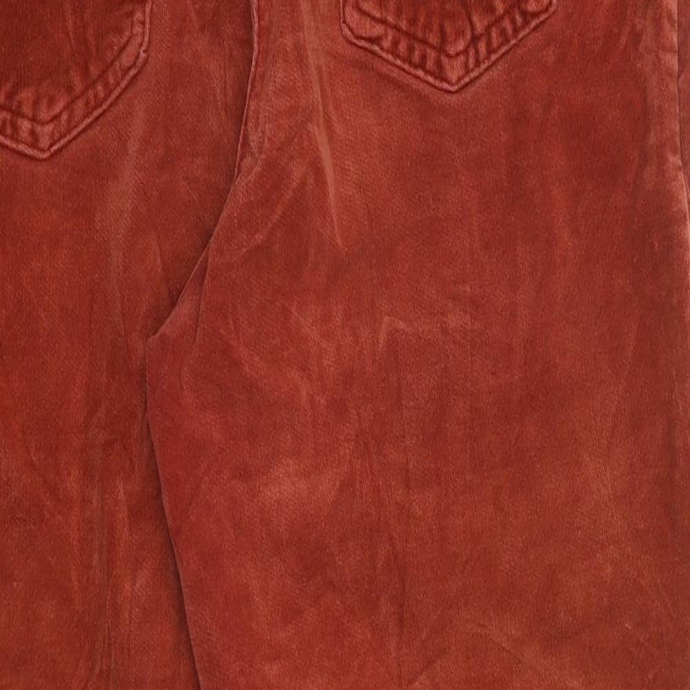 Marks and Spencer Womens Orange Cotton Straight Jeans Size 18 Regular Zip