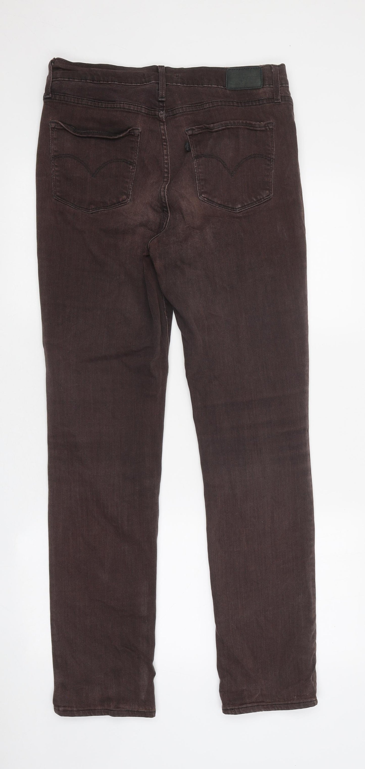 Levi's Mens Brown Cotton Straight Jeans Size 30 in Regular Zip