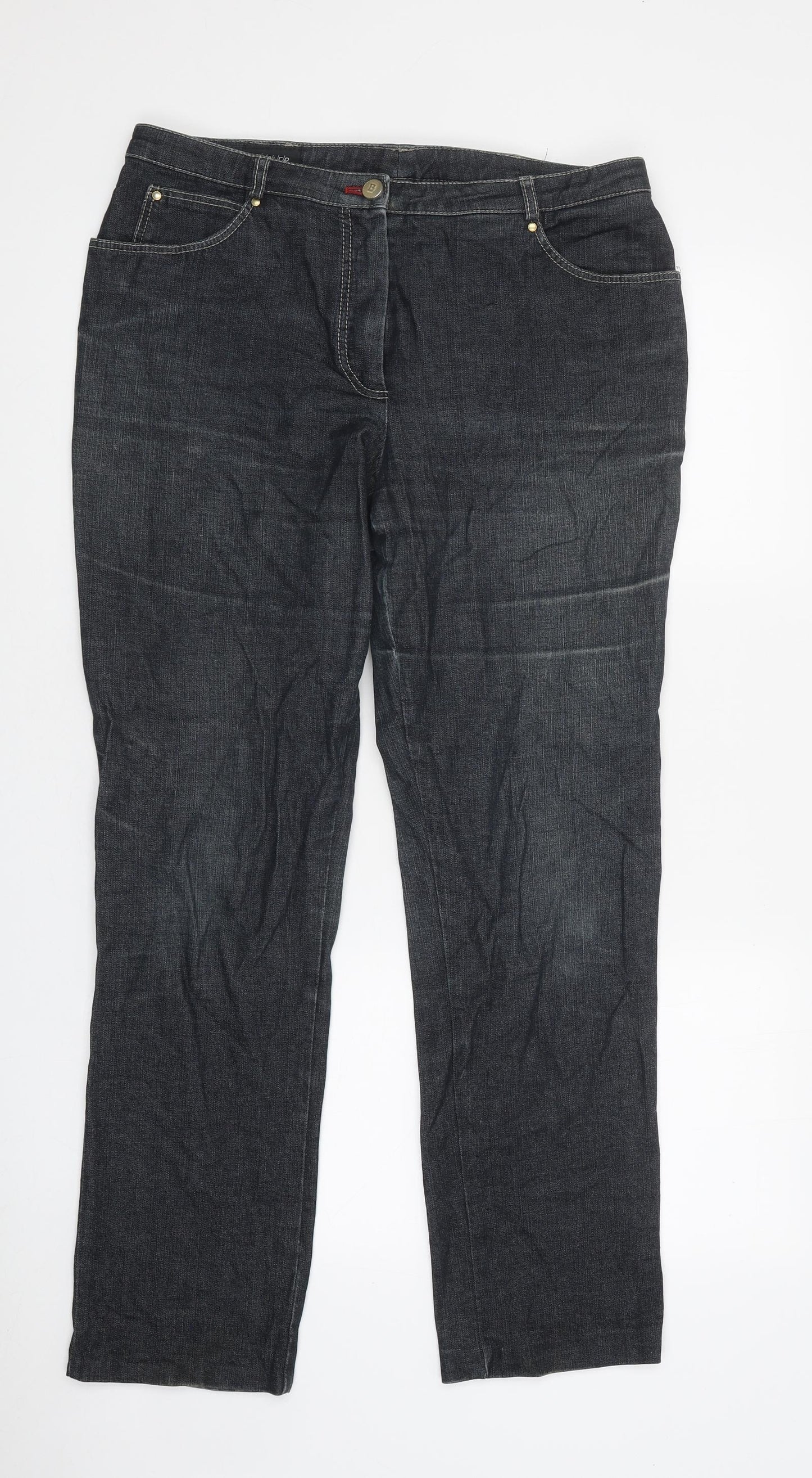 Basler Mens Grey Cotton Tapered Jeans Size 4XL Regular Zip