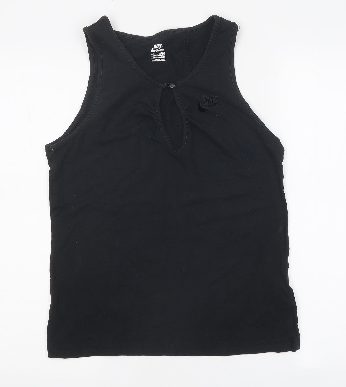 Nike Womens Black 100% Cotton Basic Tank Size XL Round Neck