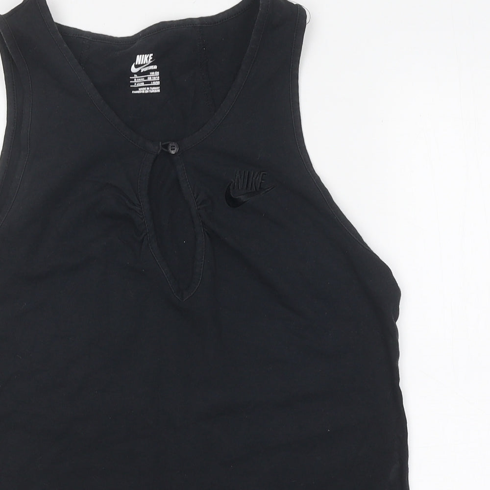 Nike Womens Black 100% Cotton Basic Tank Size XL Round Neck