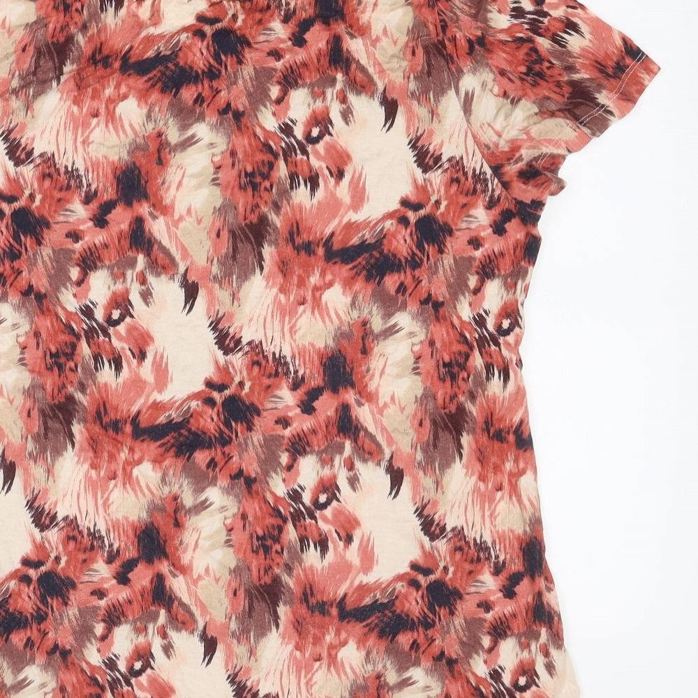 George Womens Orange Geometric Viscose Basic T-Shirt Size 16 Round Neck