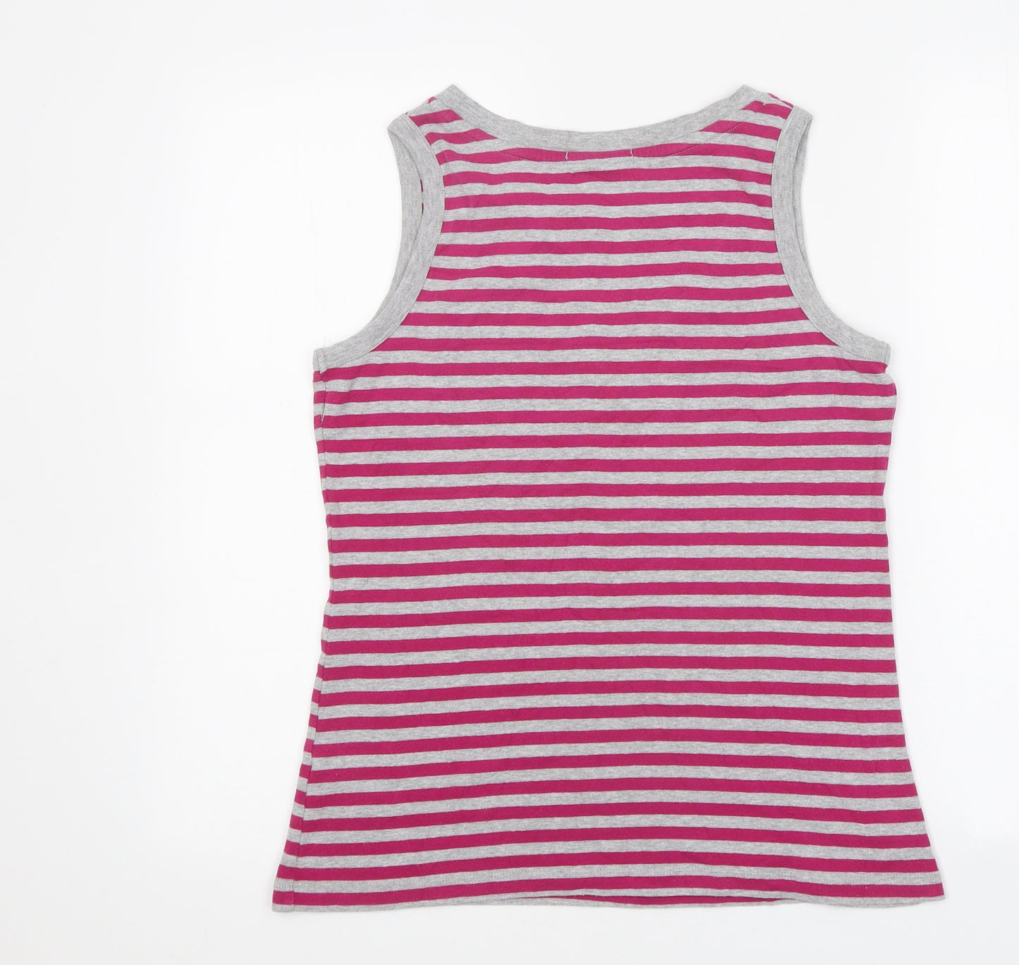 George Womens Pink Striped Polyester Basic Tank Size 16 V-Neck