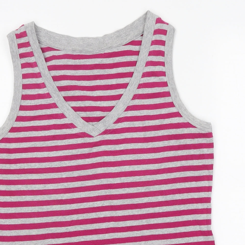 George Womens Pink Striped Polyester Basic Tank Size 16 V-Neck