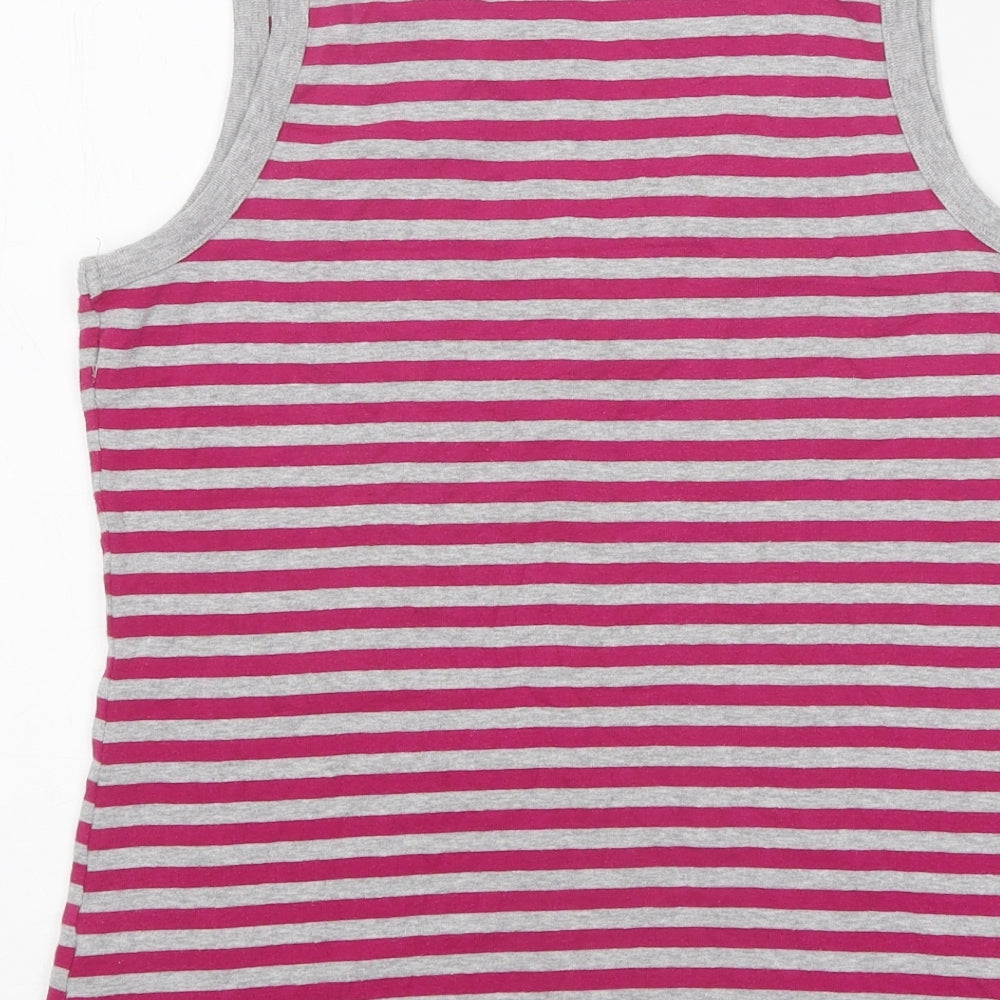 George Womens Pink Striped Polyester Basic Tank Size 16 V-Neck