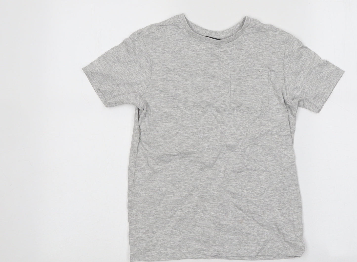 George Girls Grey Polyester Basic T-Shirt Size 7-8 Years Round Neck Pullover