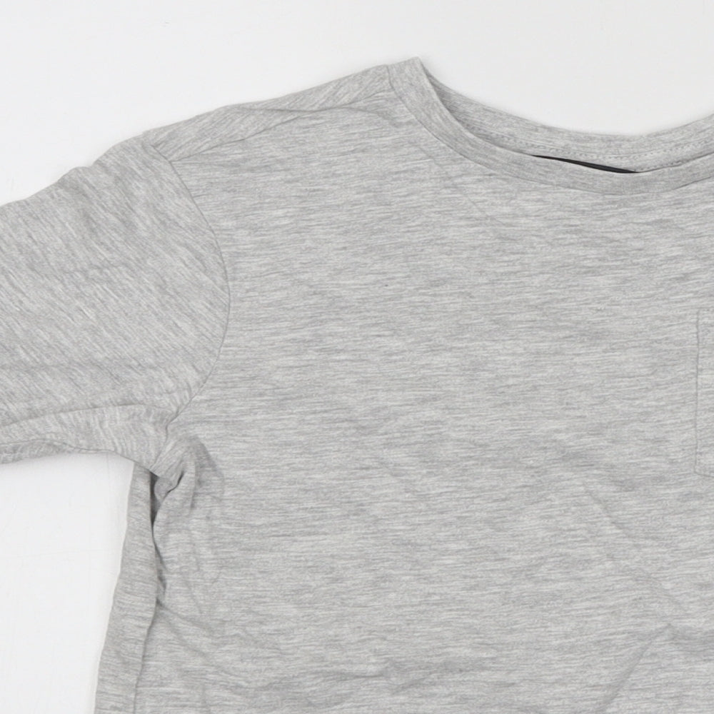 George Girls Grey Polyester Basic T-Shirt Size 7-8 Years Round Neck Pullover