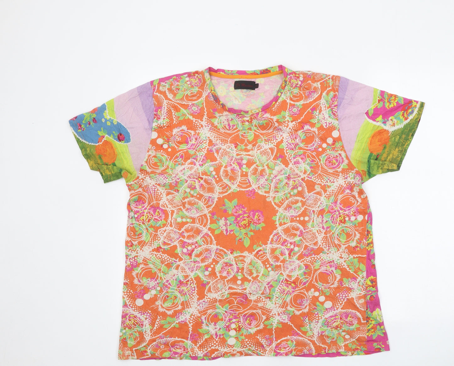 Dr. Martens Womens Multicoloured Floral Polyester Basic T-Shirt Size XL Round Neck