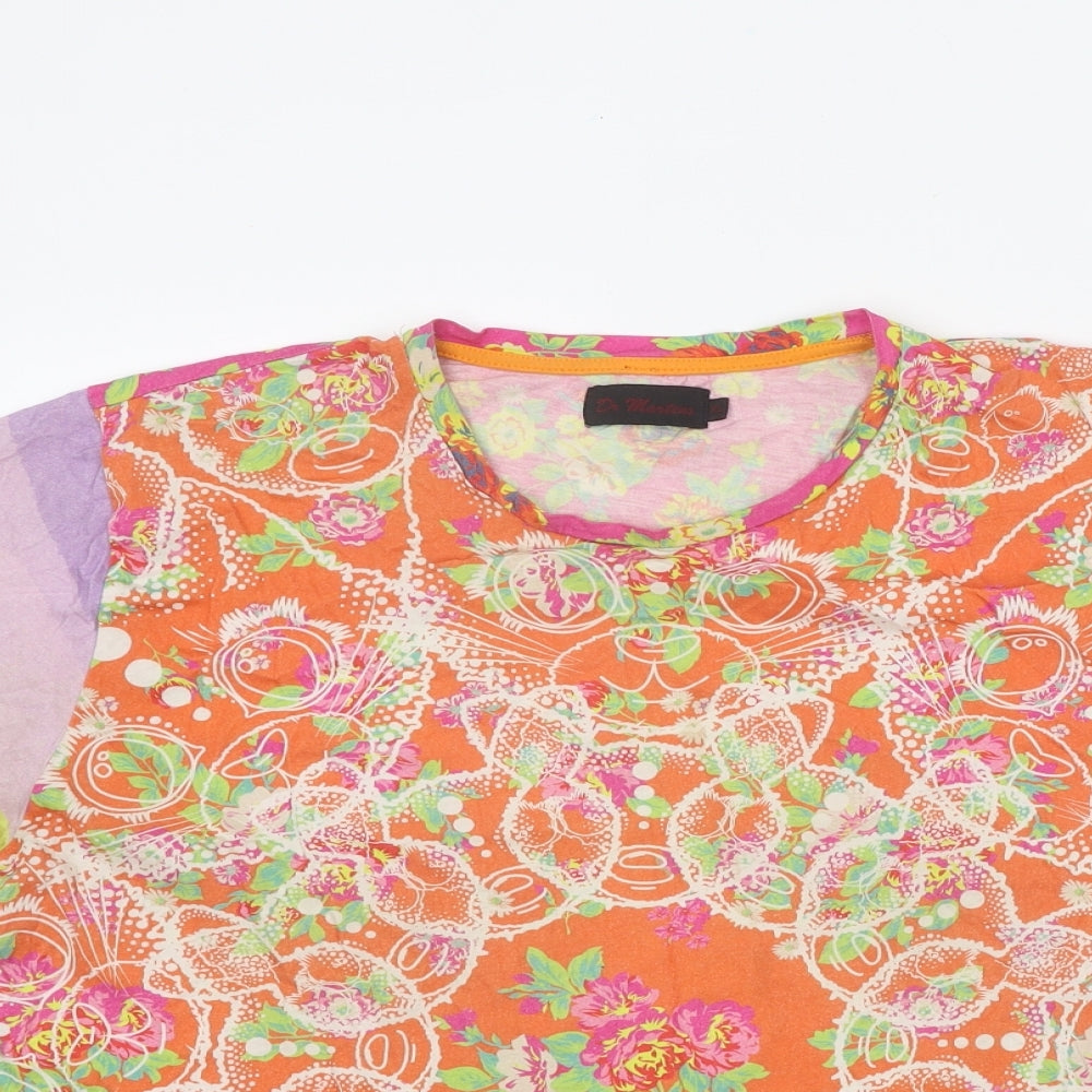 Dr. Martens Womens Multicoloured Floral Polyester Basic T-Shirt Size XL Round Neck