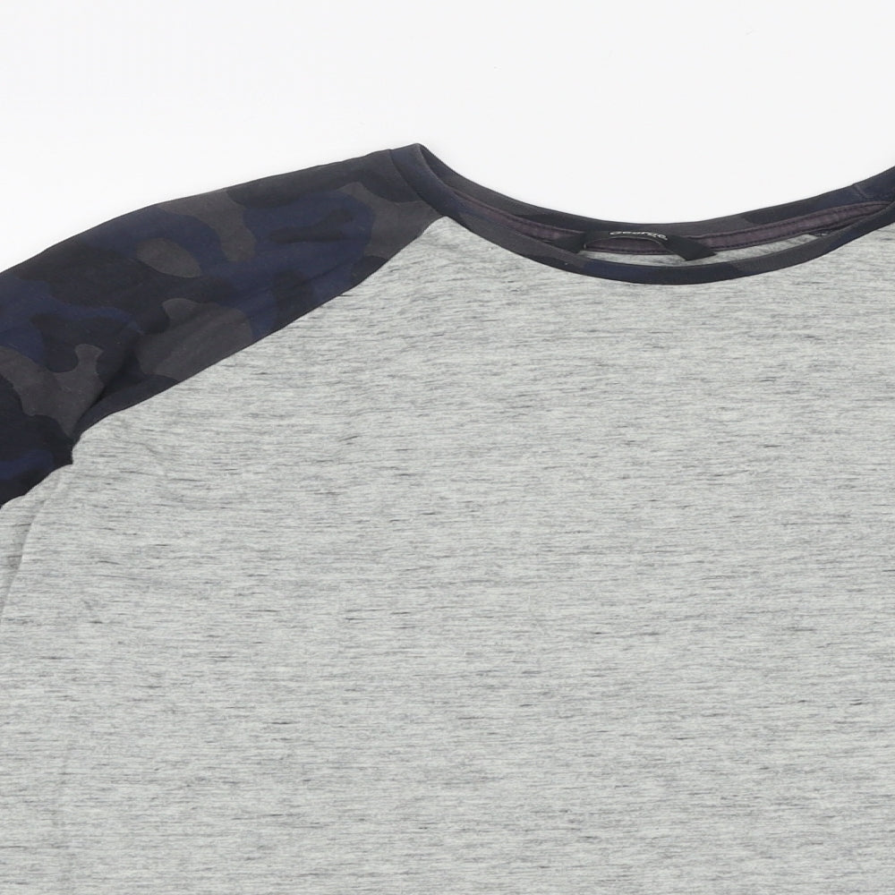 George Boys Grey Colourblock Cotton Basic T-Shirt Size 11-12 Years Crew Neck Pullover