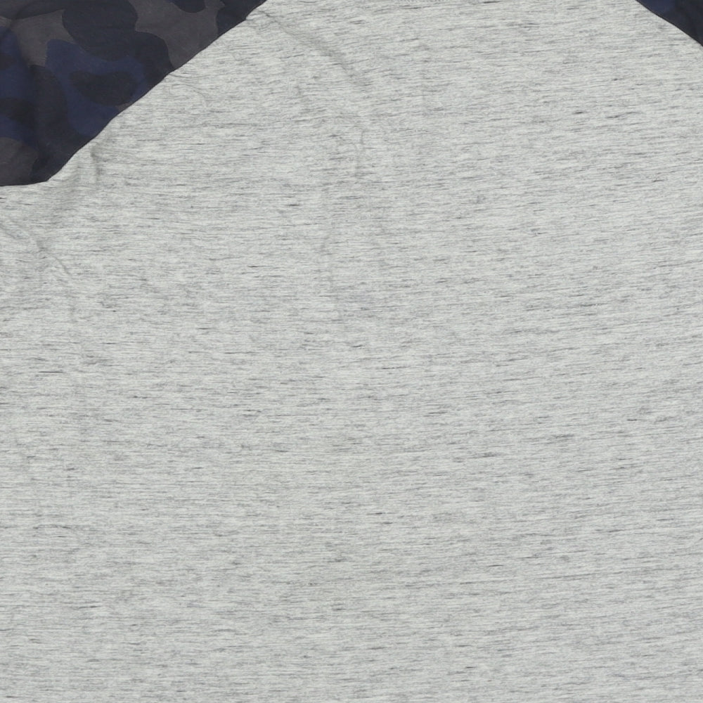 George Boys Grey Colourblock Cotton Basic T-Shirt Size 11-12 Years Crew Neck Pullover