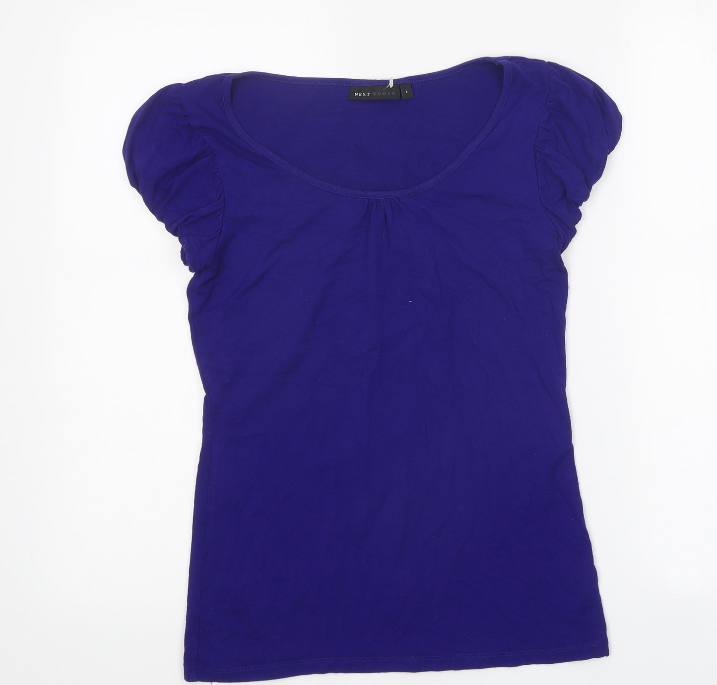 NEXT Womens Purple Viscose Basic T-Shirt Size 8 Boat Neck
