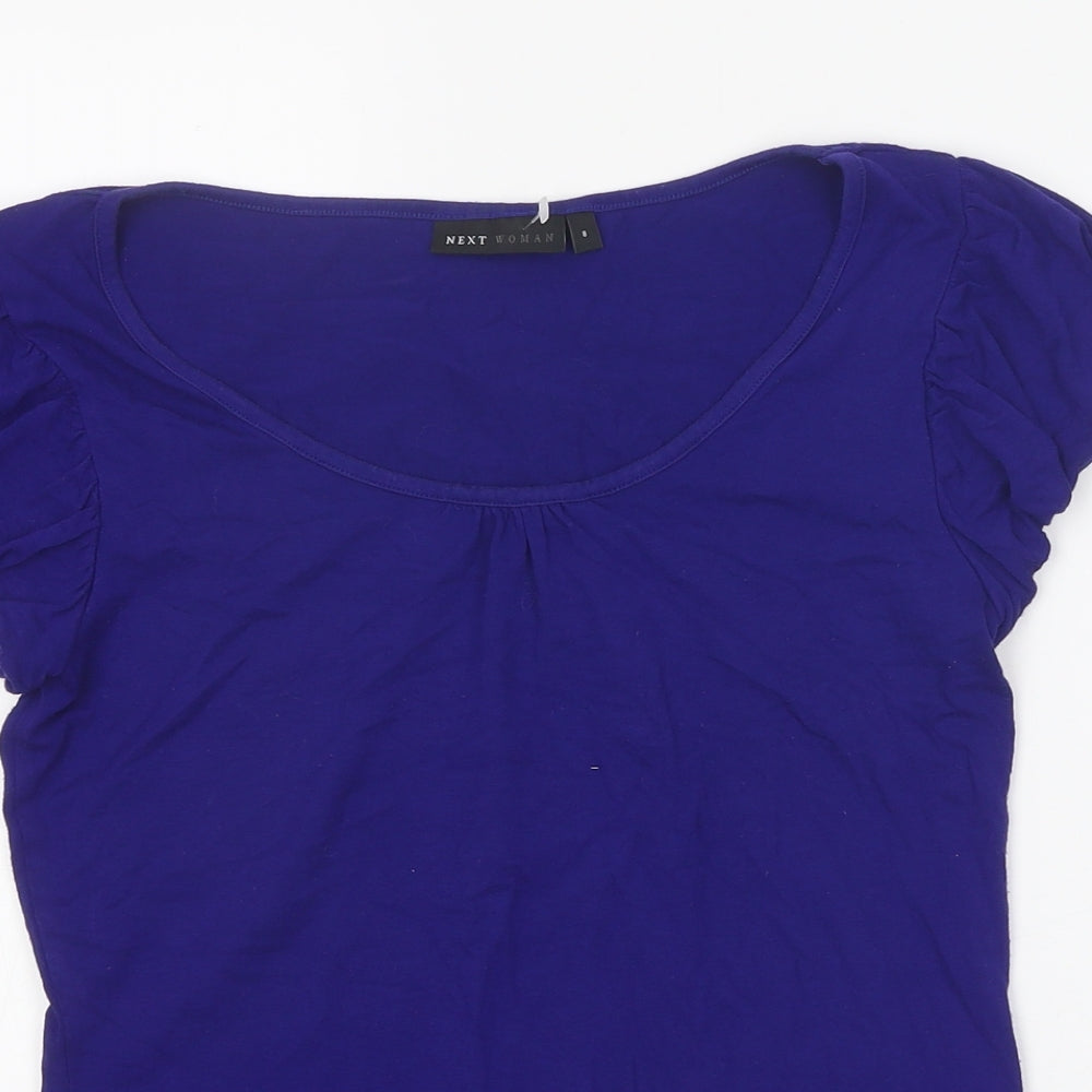 NEXT Womens Purple Viscose Basic T-Shirt Size 8 Boat Neck