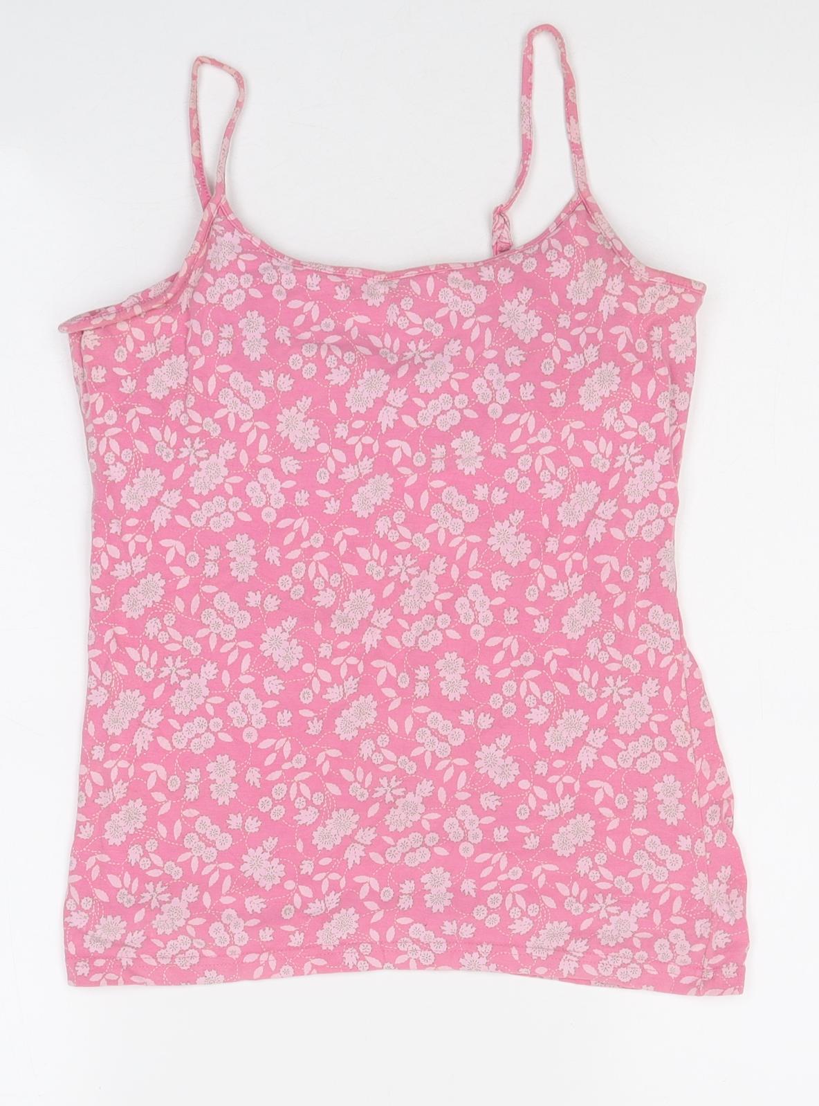 Gap Womens Pink Floral 100% Cotton Camisole Tank Size S Scoop Neck