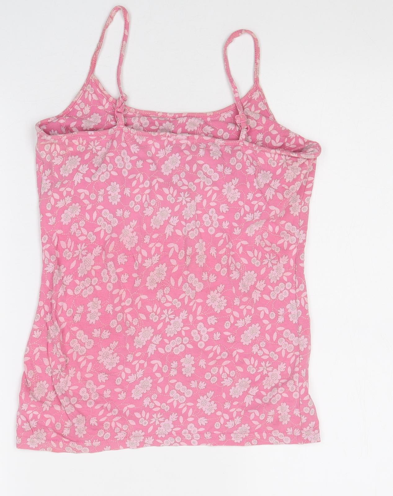 Gap Womens Pink Floral 100% Cotton Camisole Tank Size S Scoop Neck
