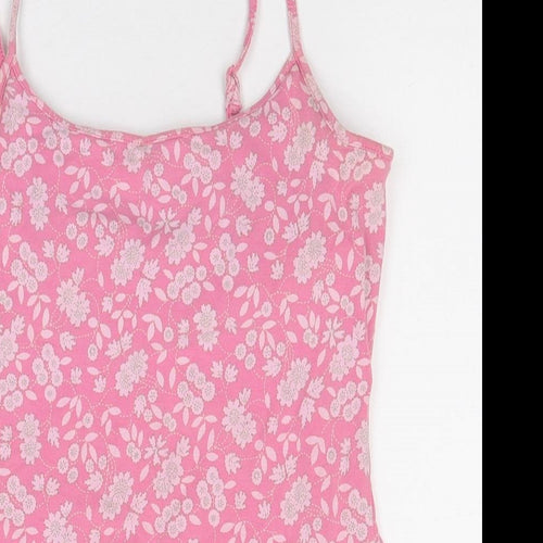 Gap Womens Pink Floral 100% Cotton Camisole Tank Size S Scoop Neck