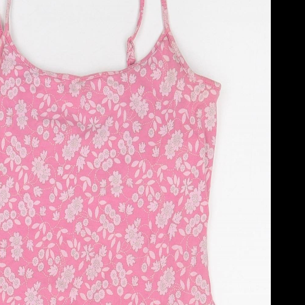 Gap Womens Pink Floral 100% Cotton Camisole Tank Size S Scoop Neck