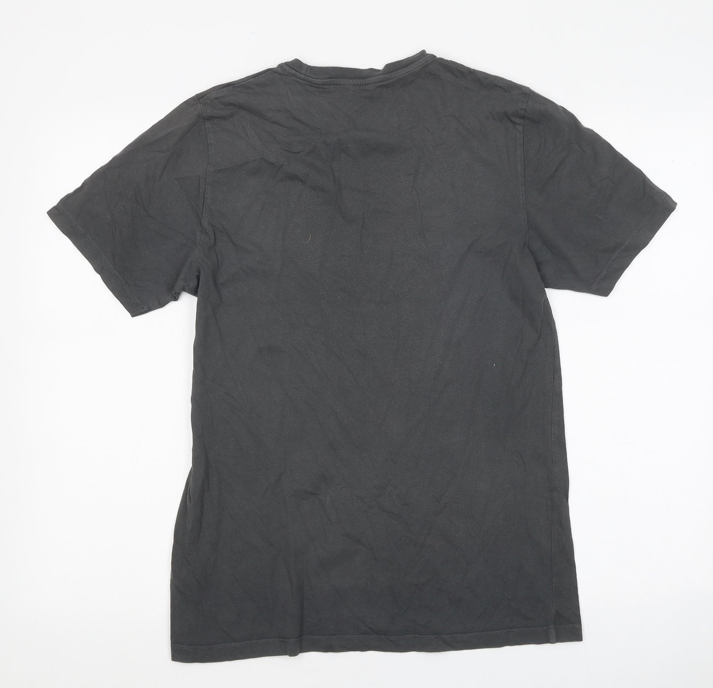 NEXT Mens Grey Herringbone Polyester T-Shirt Size S Crew Neck