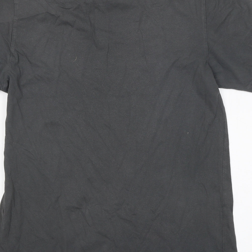 NEXT Mens Grey Herringbone Polyester T-Shirt Size S Crew Neck