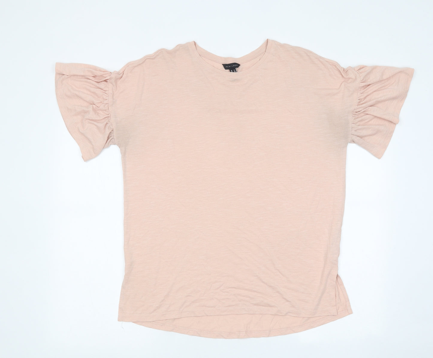 New Look Womens Pink Polyester Basic T-Shirt Size 12 Crew Neck