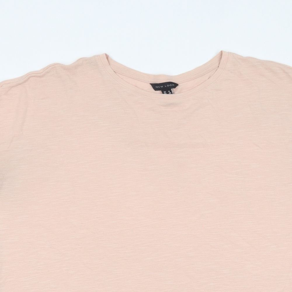 New Look Womens Pink Polyester Basic T-Shirt Size 12 Crew Neck