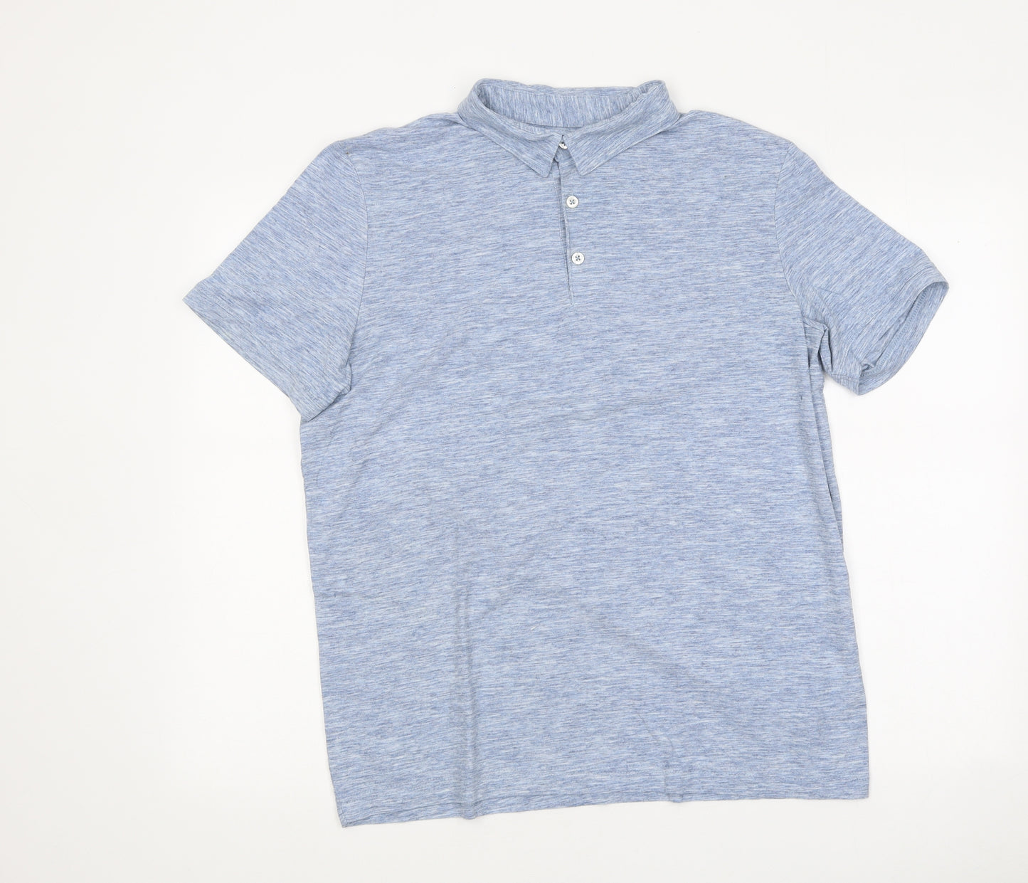 H&M Mens Blue 100% Cotton Polo Size L Collared Pullover