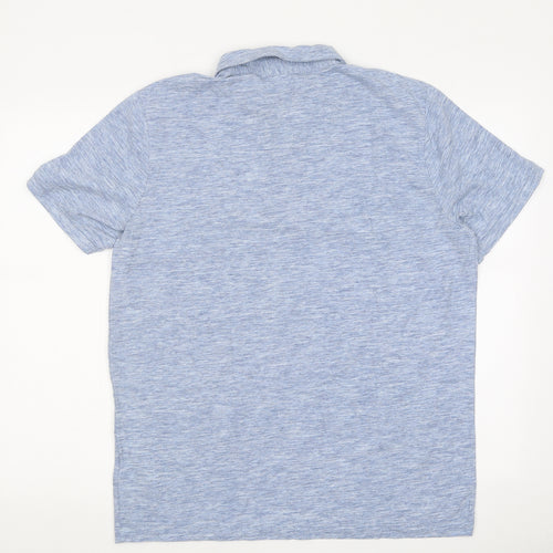 H&M Mens Blue 100% Cotton Polo Size L Collared Pullover