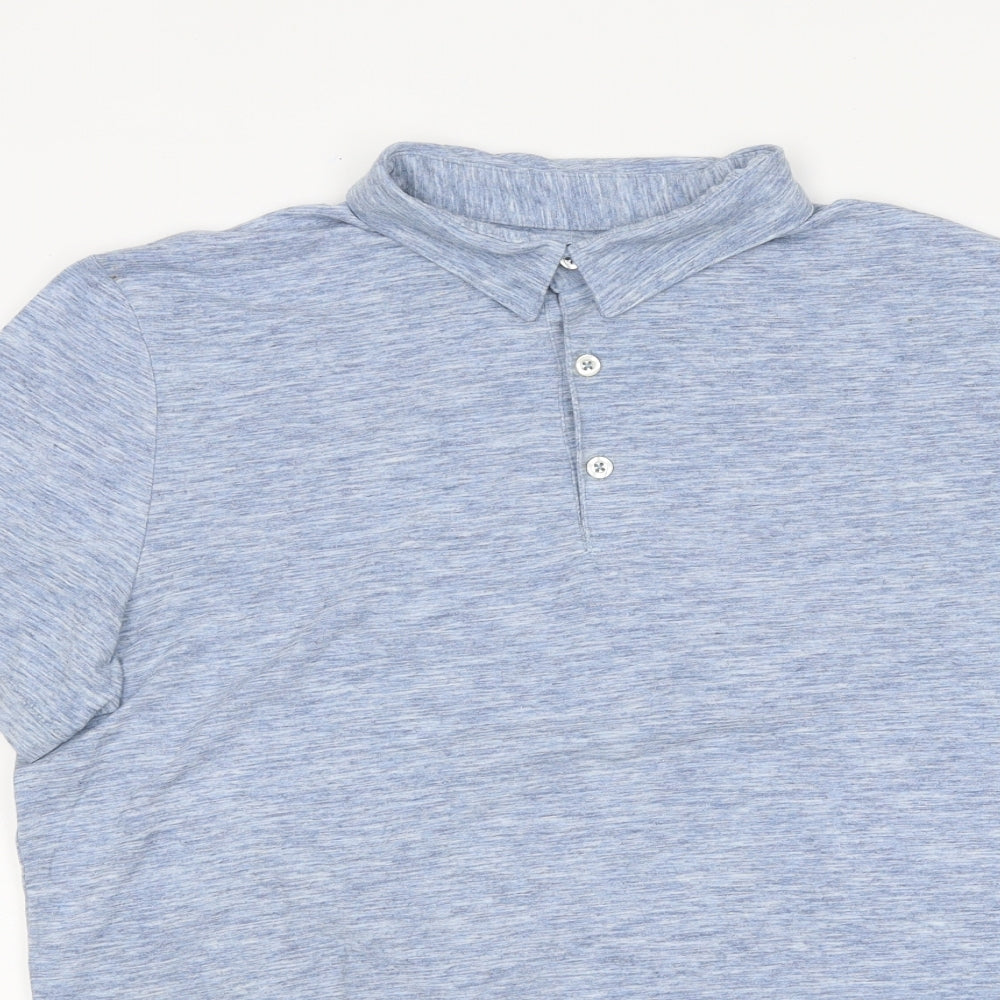 H&M Mens Blue 100% Cotton Polo Size L Collared Pullover