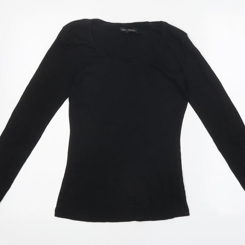 TU Womens Black Cotton Basic Blouse Size 8 Scoop Neck