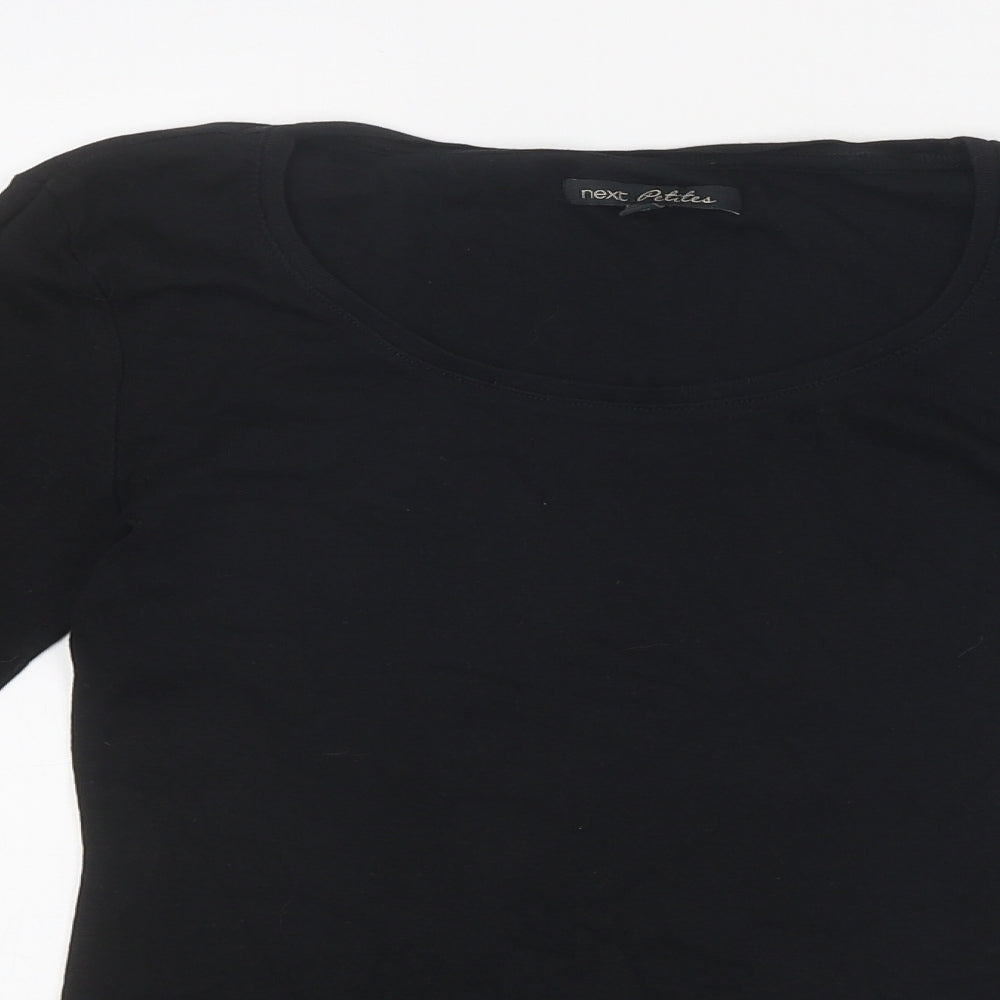 TU Womens Black Cotton Basic Blouse Size 8 Scoop Neck