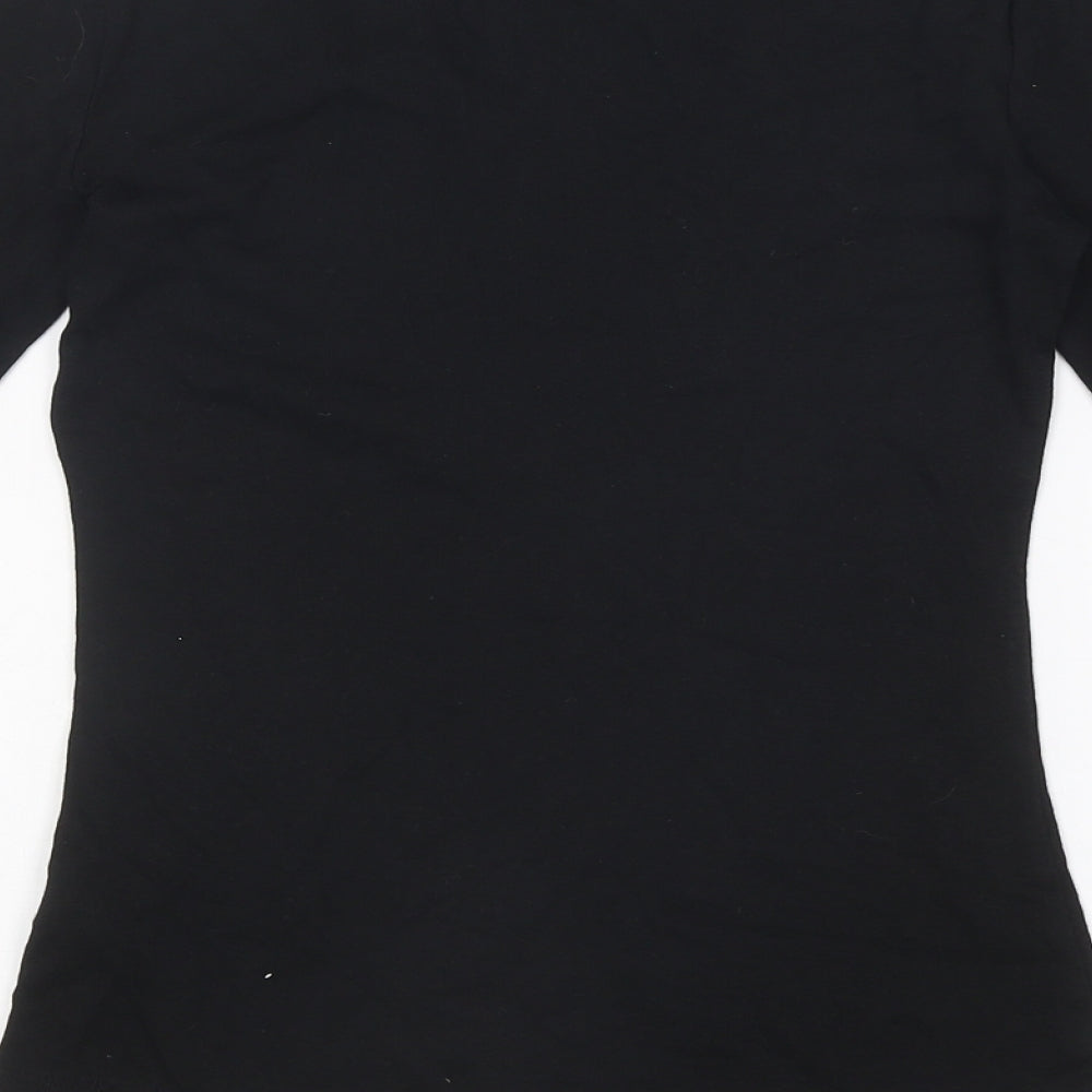 TU Womens Black Cotton Basic Blouse Size 8 Scoop Neck