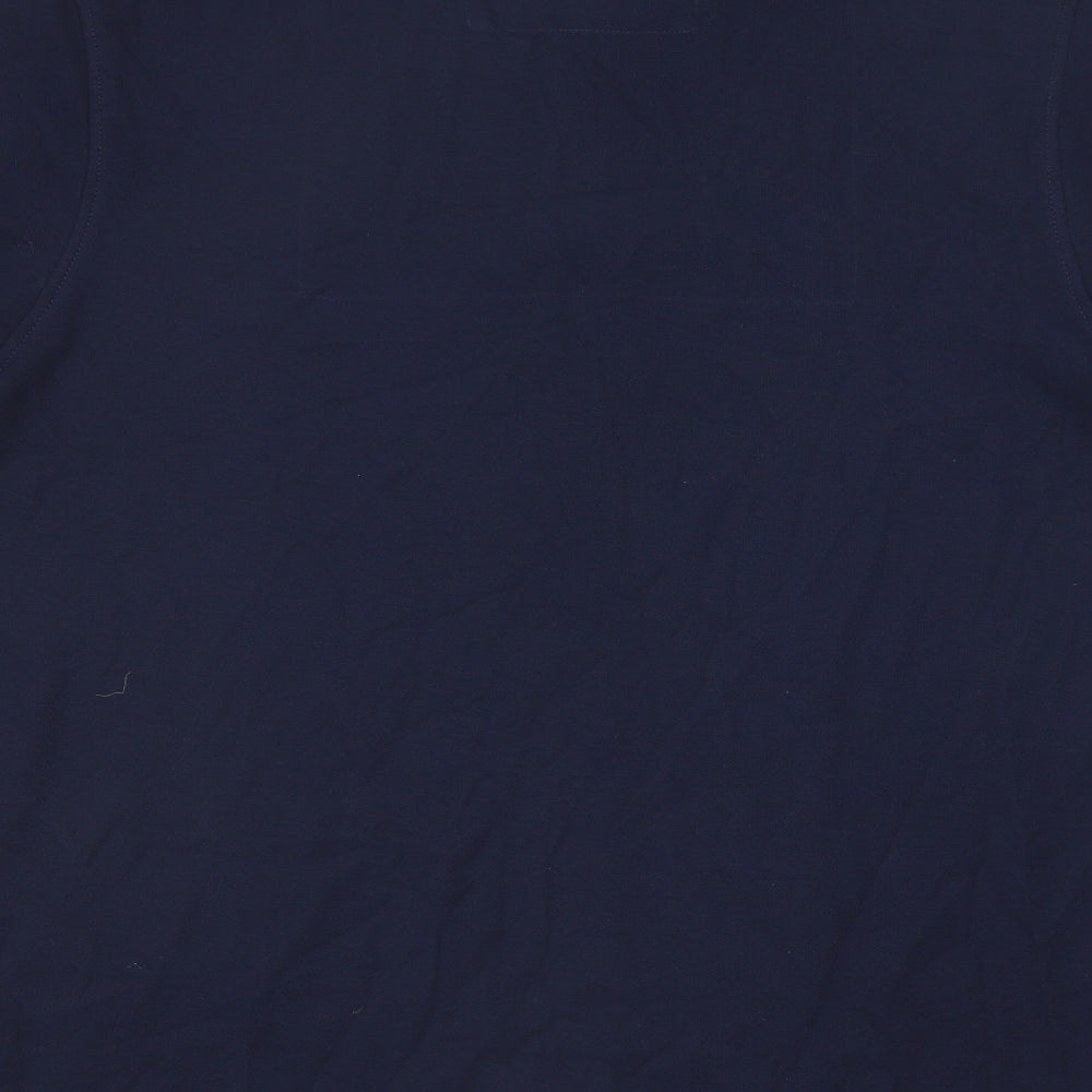 Marks and Spencer Mens Blue Cotton Polo Size L Collared Button