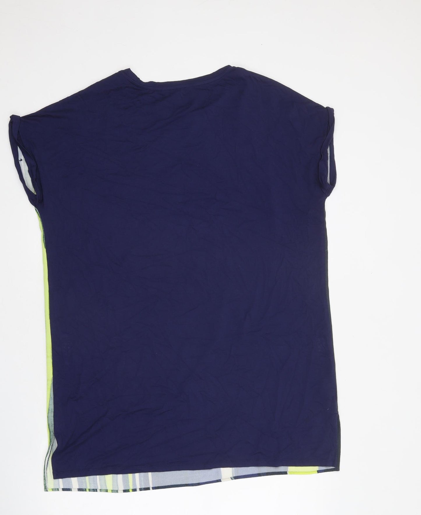 NEXT Womens Blue Striped Polyester Basic Blouse Size 16 Round Neck