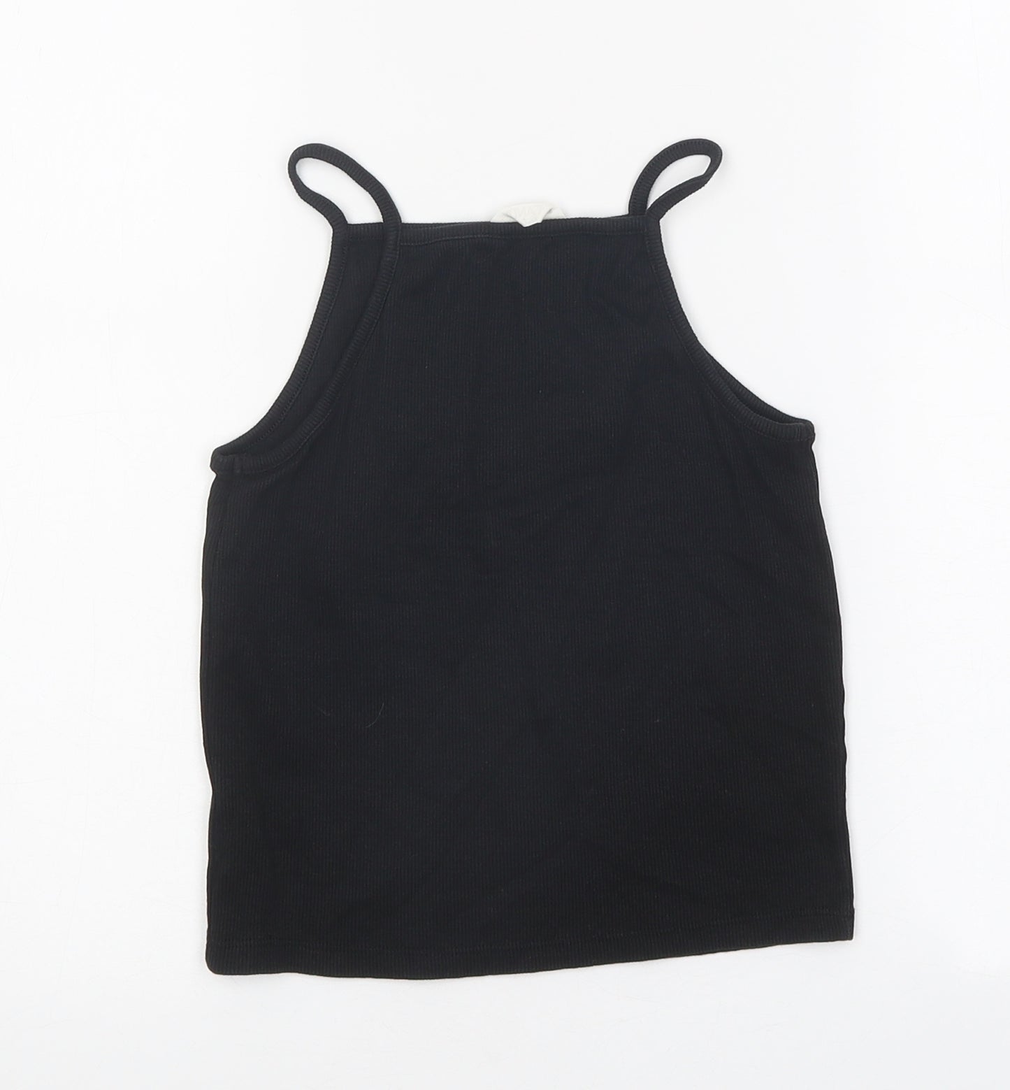 Candy Girls Black 100% Cotton Cropped T-Shirt Size 11 Years Square Neck Pullover - Daisy