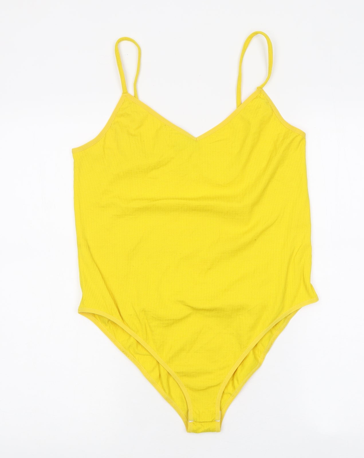 Topshop Womens Yellow 100% Cotton Bodysuit One-Piece Size 18 Snap