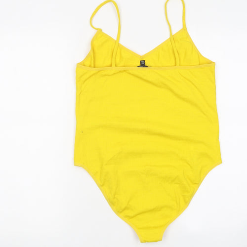 Topshop Womens Yellow 100% Cotton Bodysuit One-Piece Size 18 Snap