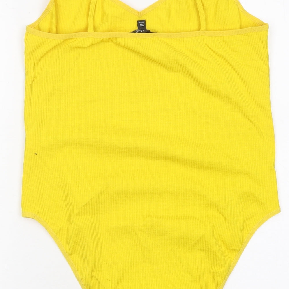 Topshop Womens Yellow 100% Cotton Bodysuit One-Piece Size 18 Snap