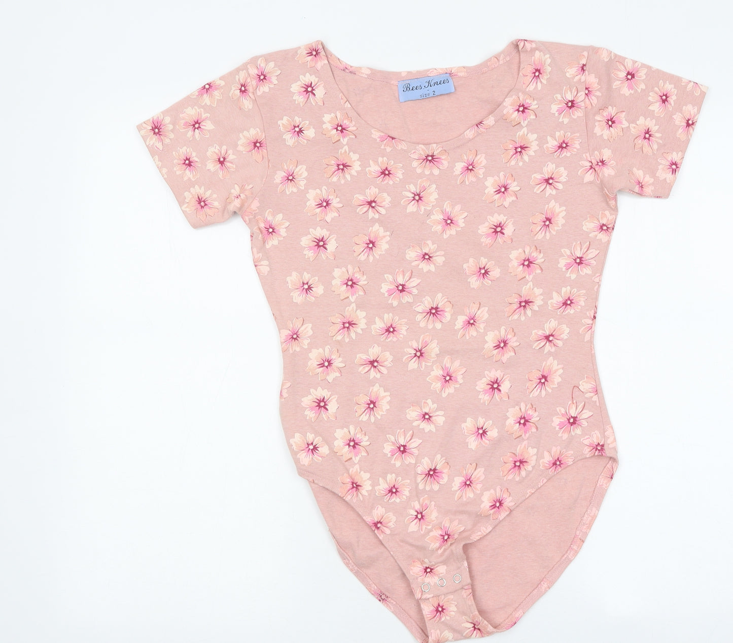 Bee's Knee's Womens Pink Floral 100% Cotton Bodysuit One-Piece Size 4XL Snap