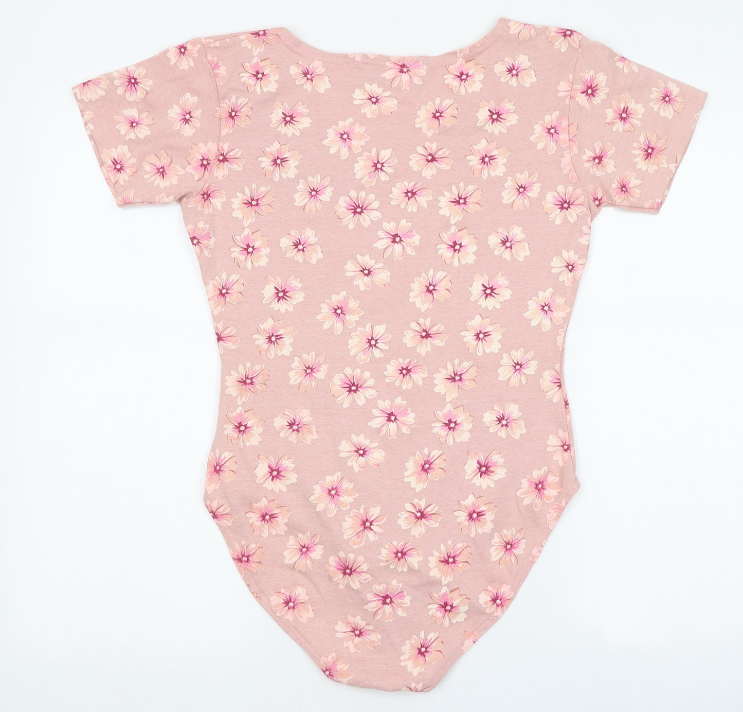 Bee's Knee's Womens Pink Floral 100% Cotton Bodysuit One-Piece Size 4XL Snap