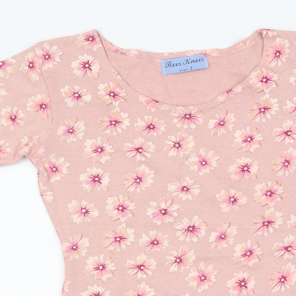 Bee's Knee's Womens Pink Floral 100% Cotton Bodysuit One-Piece Size 4XL Snap