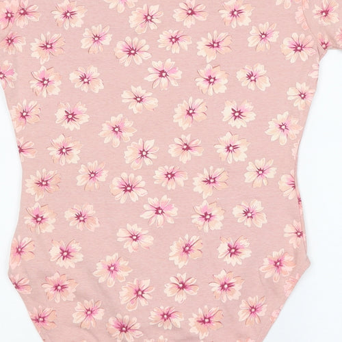 Bee's Knee's Womens Pink Floral 100% Cotton Bodysuit One-Piece Size 4XL Snap