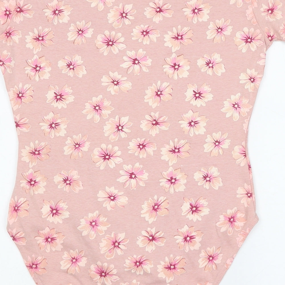 Bee's Knee's Womens Pink Floral 100% Cotton Bodysuit One-Piece Size 4XL Snap
