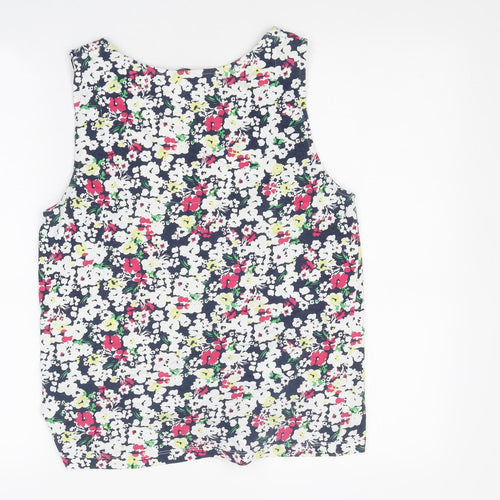 Casual Club Womens Multicoloured Floral Polyester Basic Blouse Size 12 Boat Neck - Tie Front