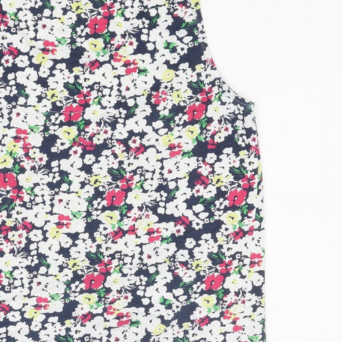 Casual Club Womens Multicoloured Floral Polyester Basic Blouse Size 12 Boat Neck - Tie Front