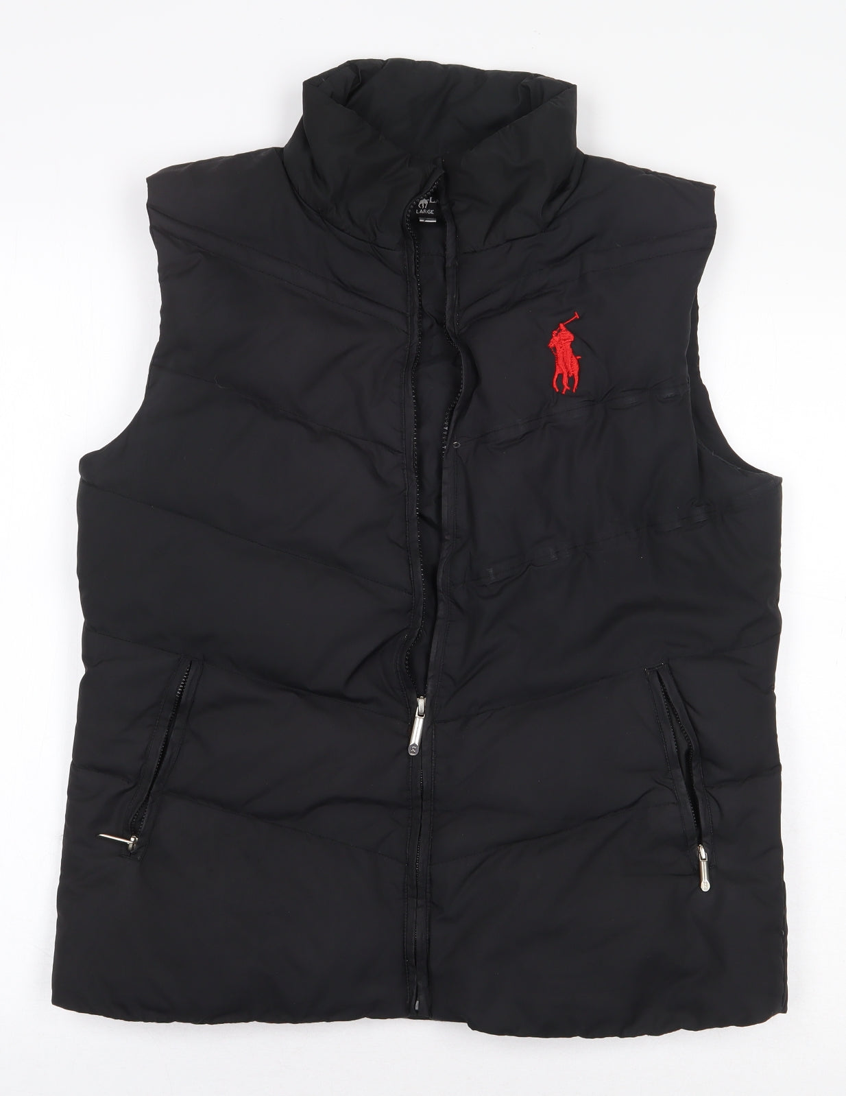 Ralph Lauren Mens Black Gilet Jacket Size L Zip
