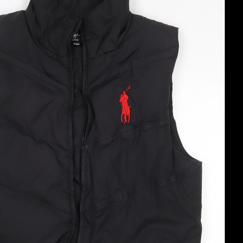 Ralph Lauren Mens Black Gilet Jacket Size L Zip