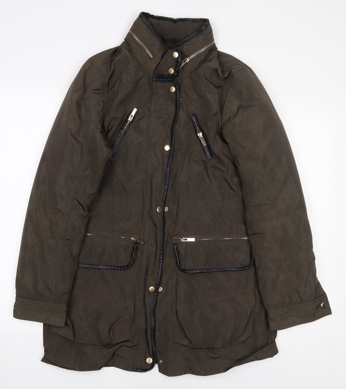Dunnes Stores Womens Green Parka Coat Size 12 Zip