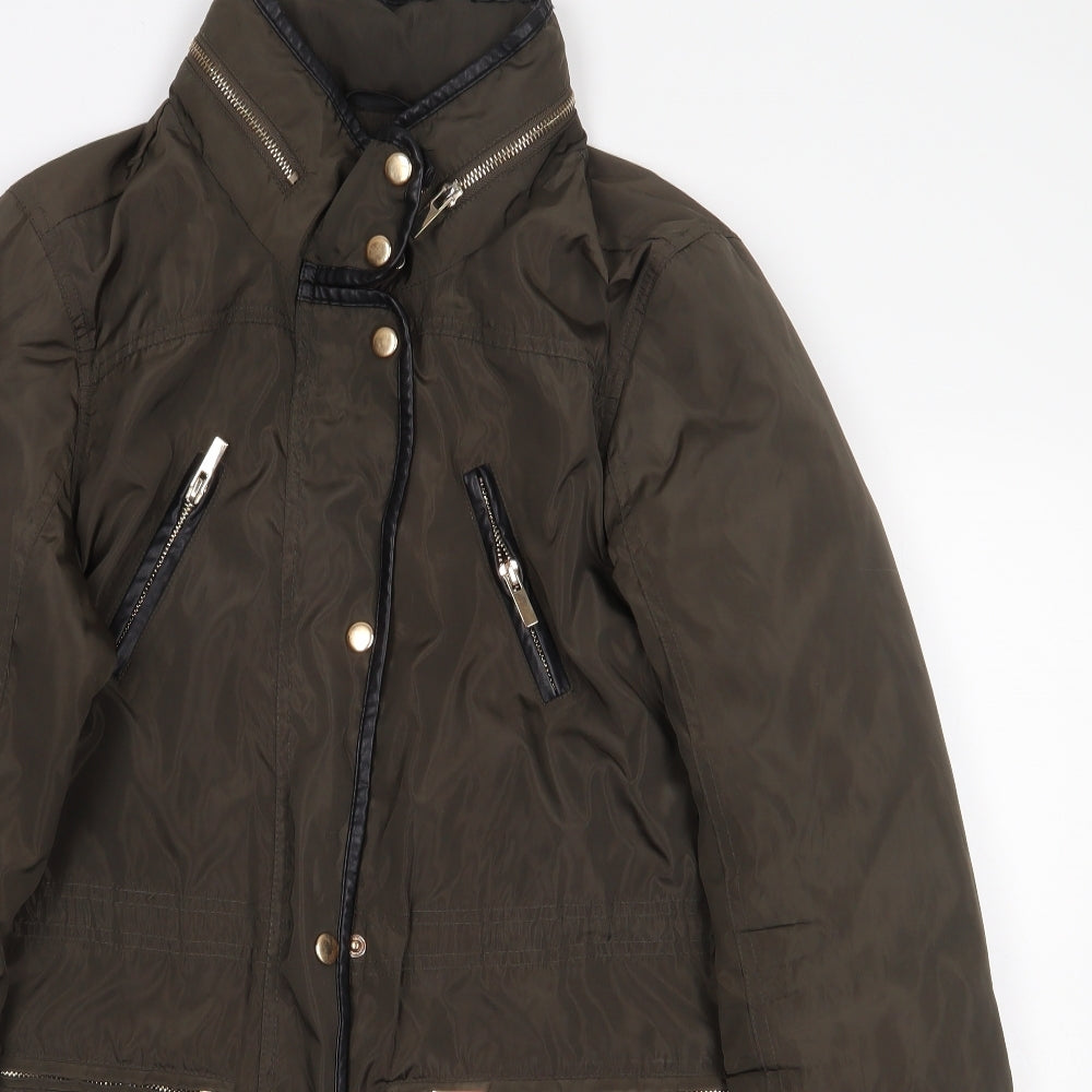 Dunnes Stores Womens Green Parka Coat Size 12 Zip