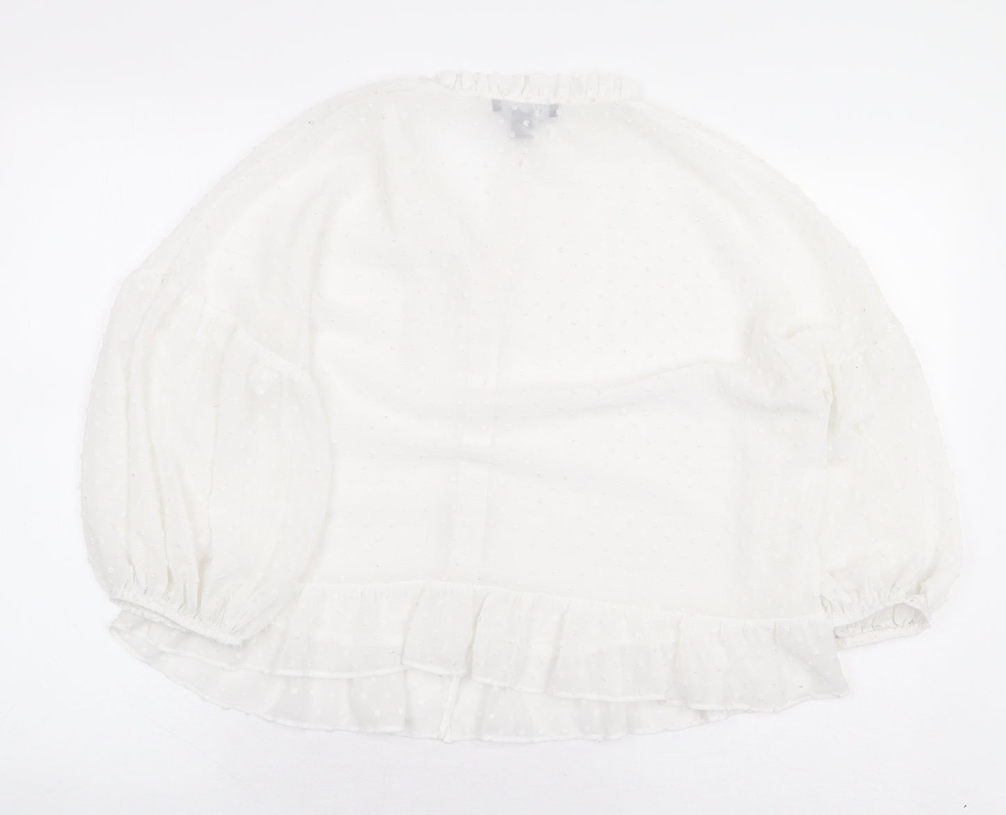 Primark Womens White Polyester Basic Button-Up Size 12 Collared