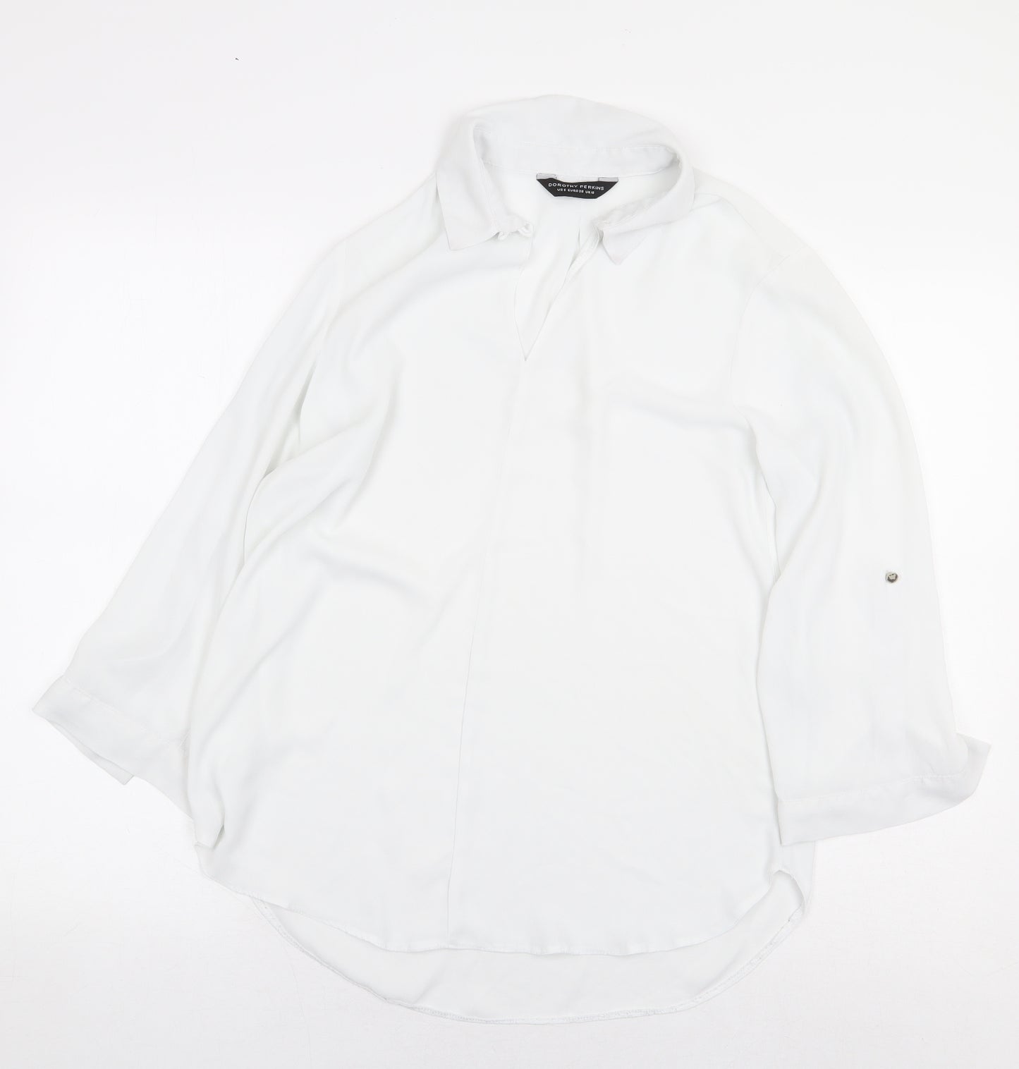 Dorothy Perkins Womens White Polyester Basic Blouse Size 10 Collared